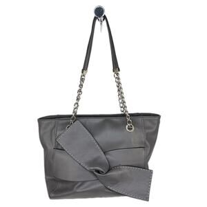 Jessica Simpson Gray Studded Bow Shoulder Bag